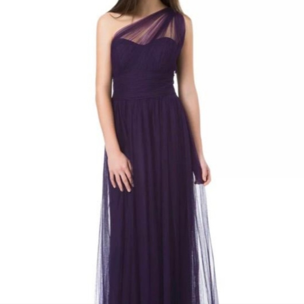 Purple, one-shoulder prom dress
